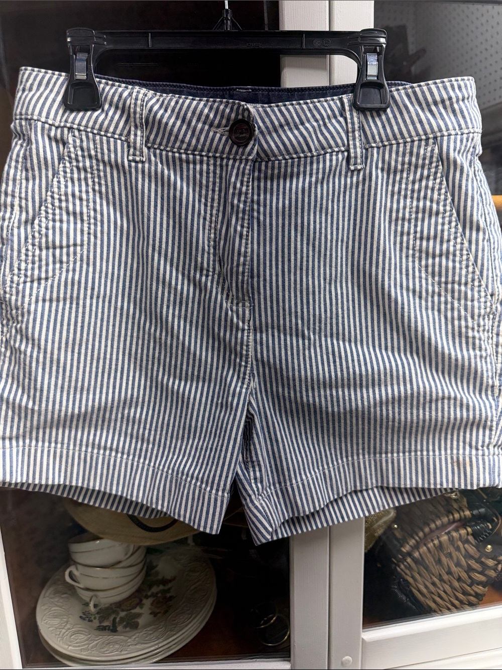 Boden Navy & White Striped Cotton Shorts
